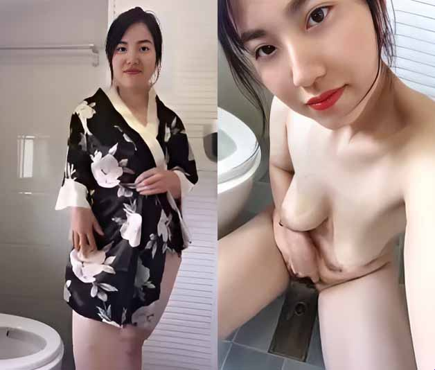 Setelah mandi, gadis cantik itu meniduri vaginanya untuk dilihat pacarnya